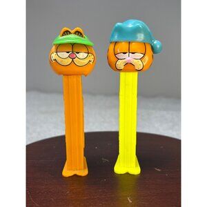 Vintage Garfield PEZ Dispensers Lot of 2 Orange & Yellow 1970s/1980s Green & Blu